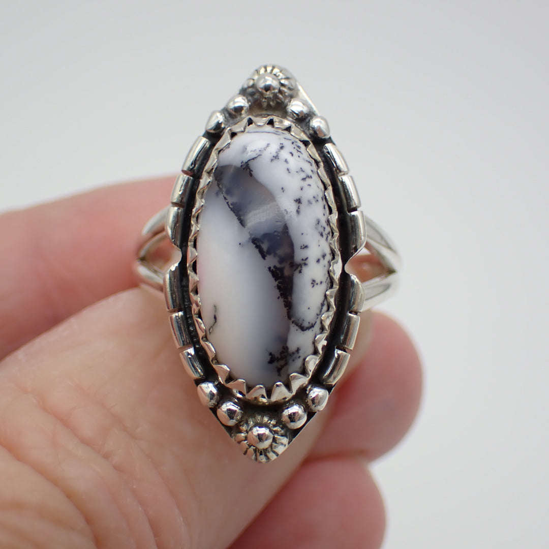 Dendritic Opal Sterling Silver Ring - Size 7