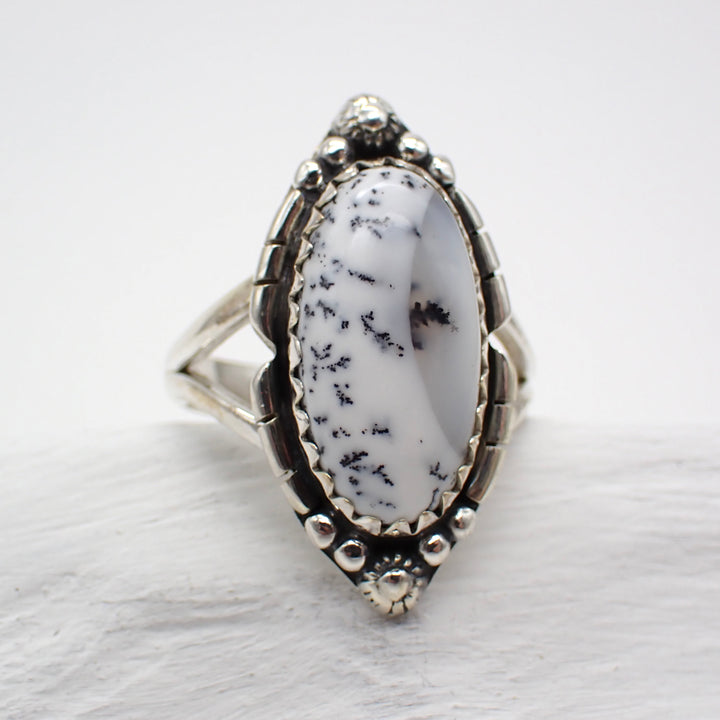 Dendritic Opal Sterling Silver Ring - Size 8