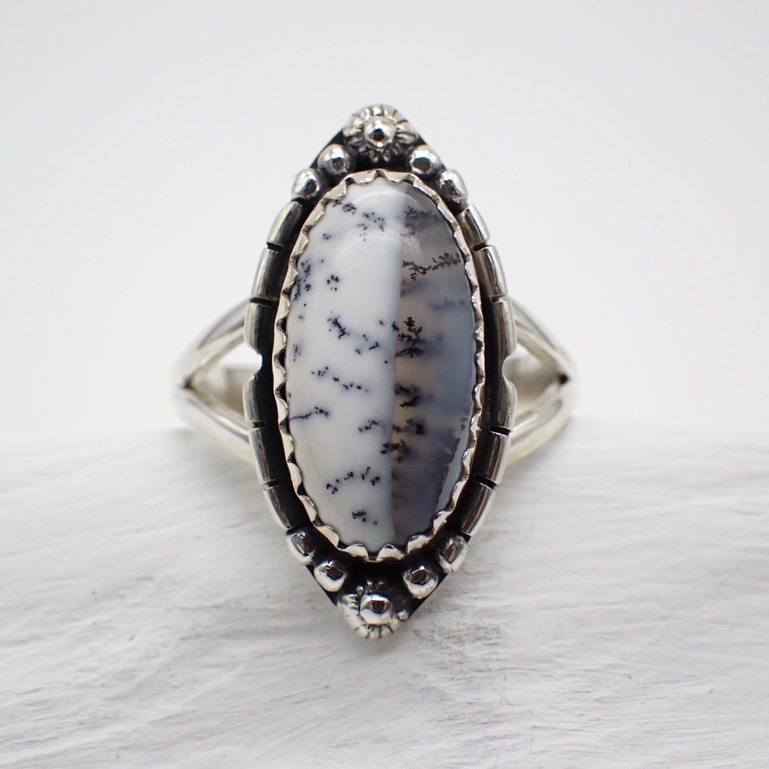 Dendritic Opal Sterling Silver Ring - Size 10