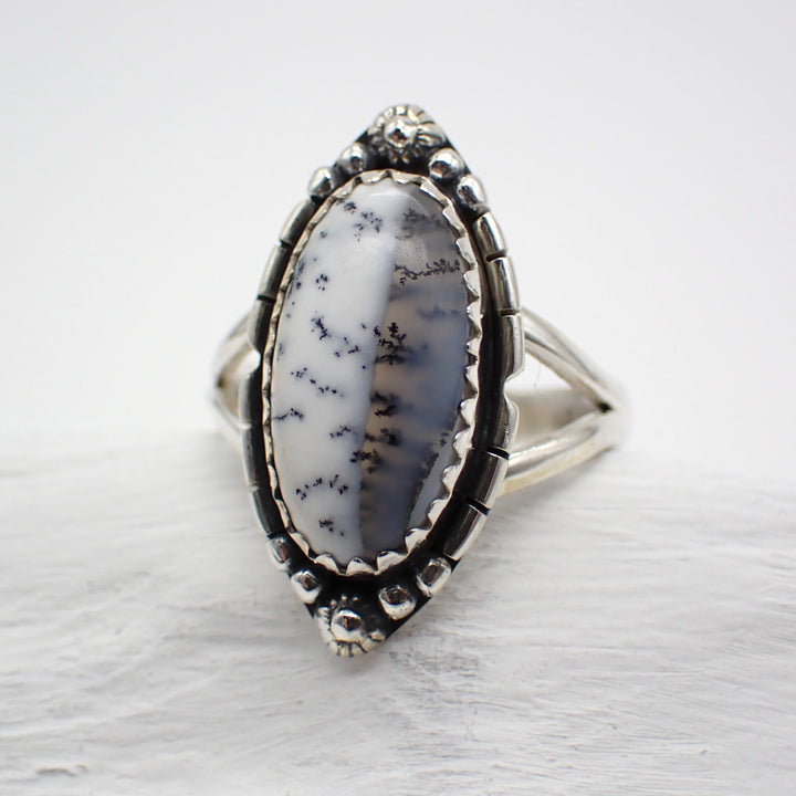 Dendritic Opal Sterling Silver Ring - Size 10