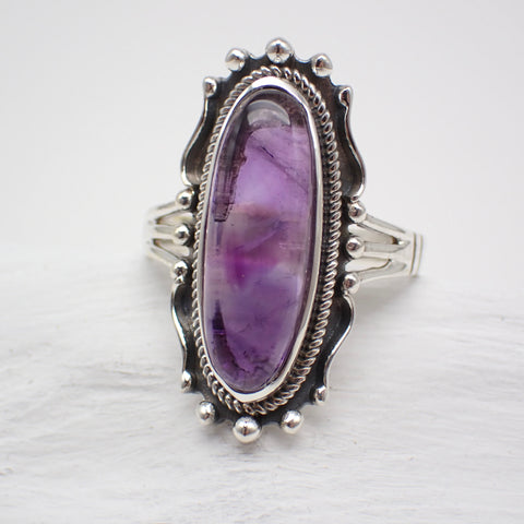Amethyst Sterling Silver Ring - Size 9