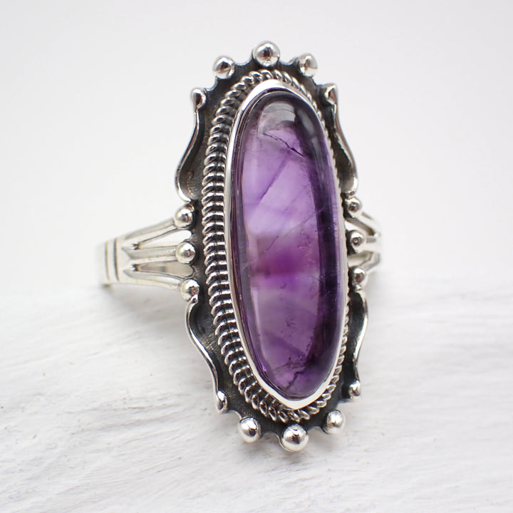Amethyst Sterling Silver Ring - Size 9