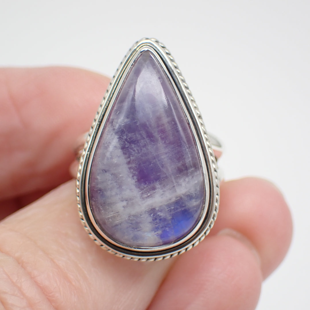 Purple Moonstone Sterling Silver Ring - Size 6