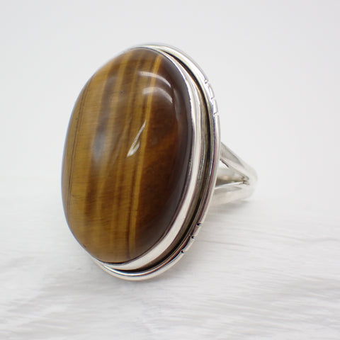 Tigers Eye Sterling Silver Ring - Size 7