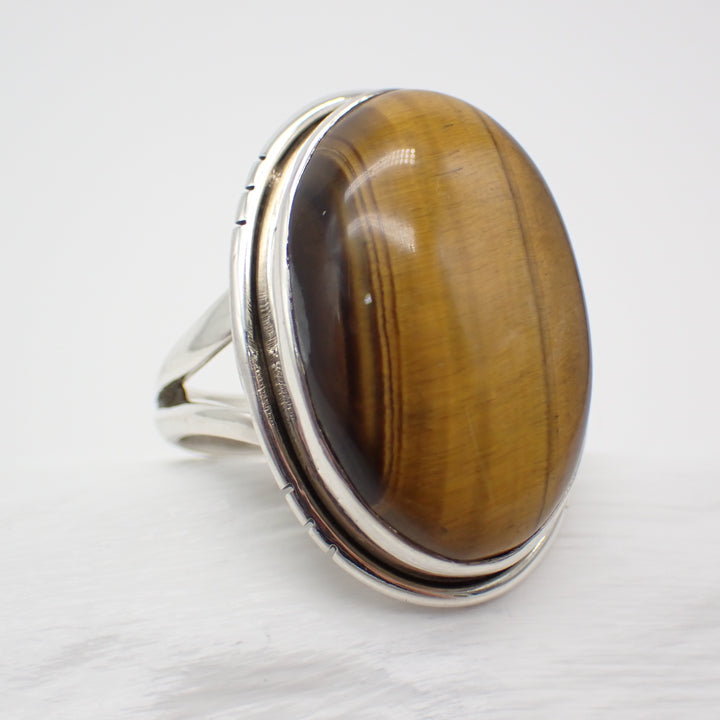 Tigers Eye Sterling Silver Ring - Size 7
