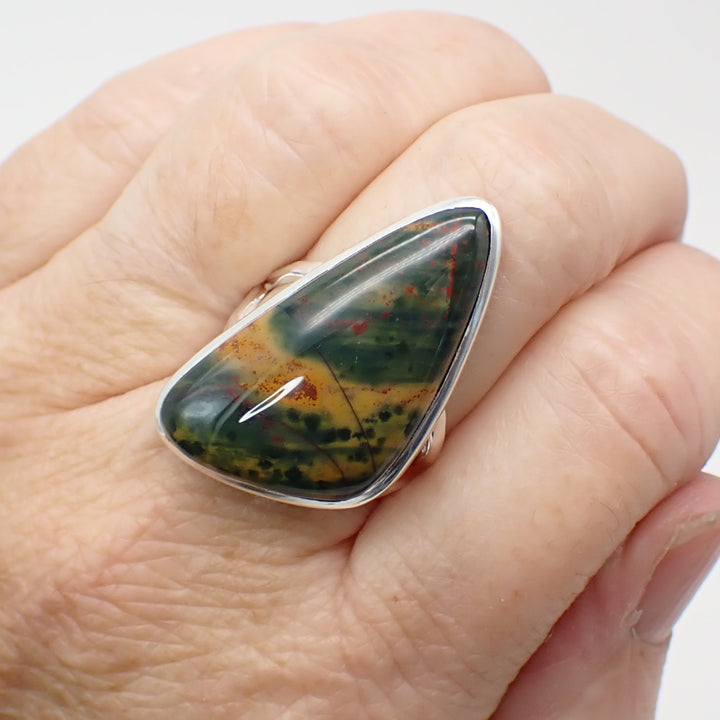 Bloodstone Sterling Silver Stone Ring - size 8