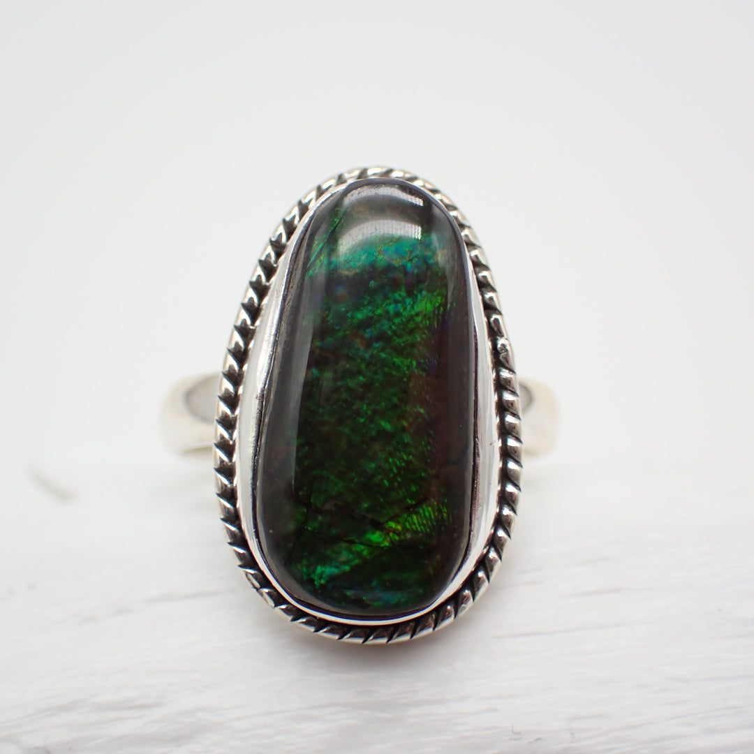 Ammolite Sterling Silver Ring - Size 6