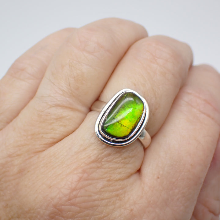 Ammolite Sterling Silver Ring - Size 7