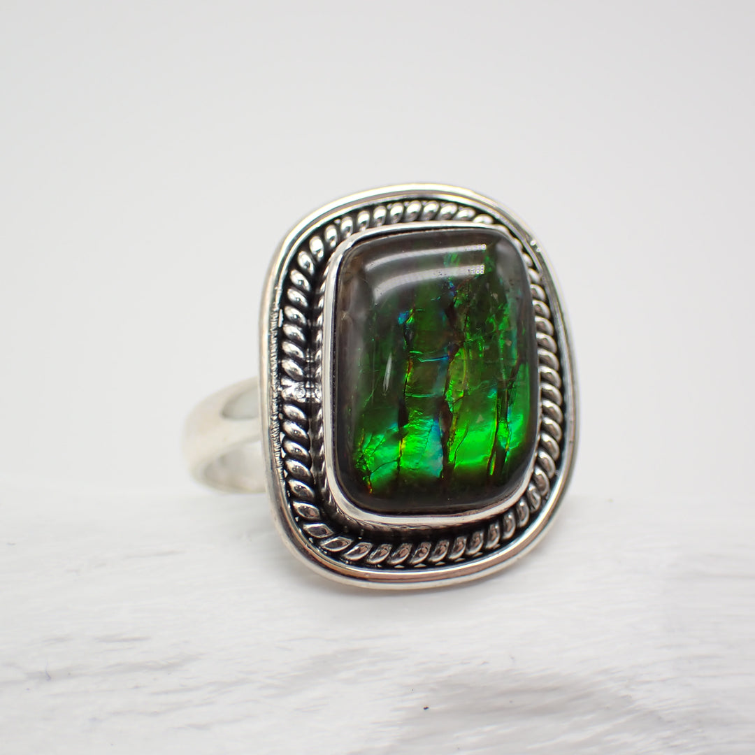 Ammolite Sterling Silver Ring - Size 9