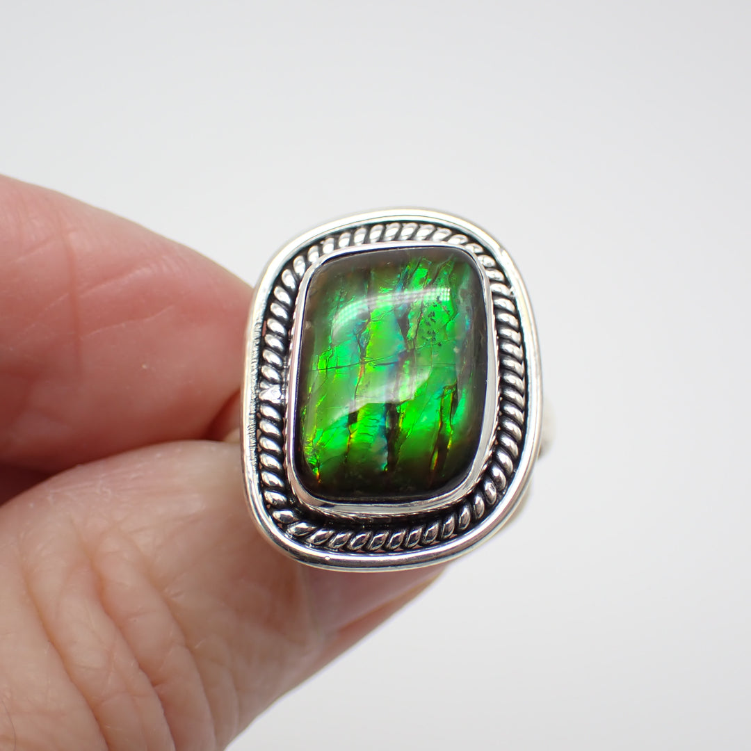 Ammolite Sterling Silver Ring - Size 9