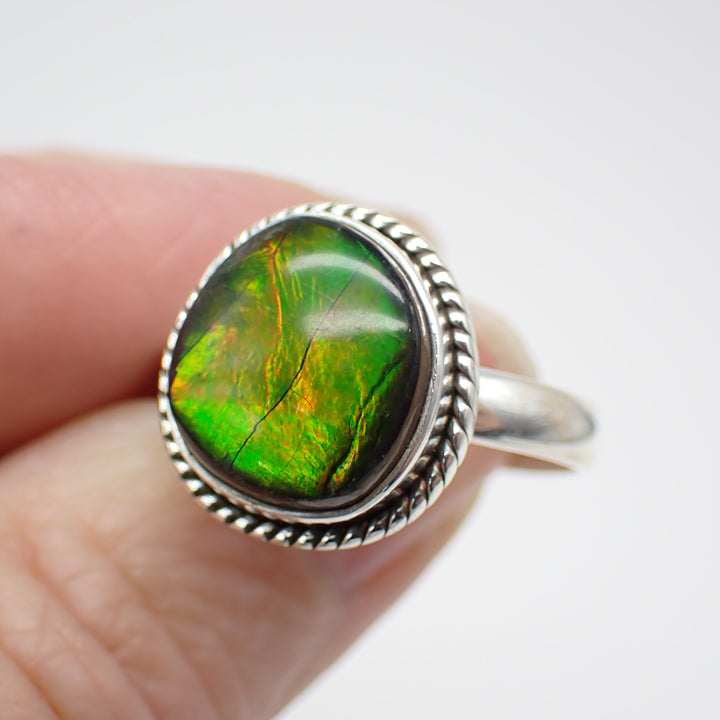 Ammolite Sterling Silver Ring - Size 11
