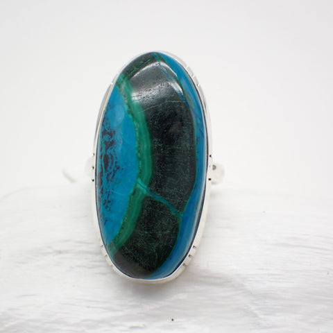 Azurite-Malachite Sterling Silver Ring - Size 9