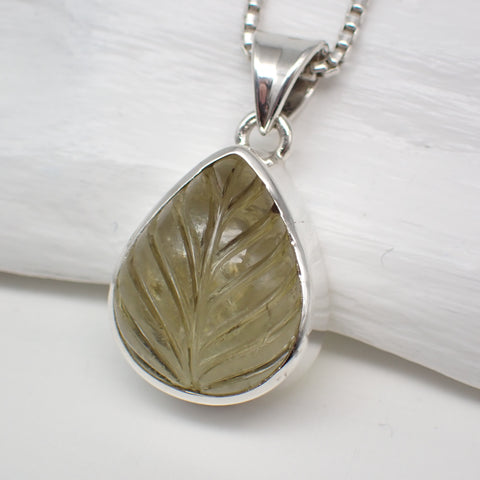 Lemon Topaz Sterling Silver Leaf Pendant