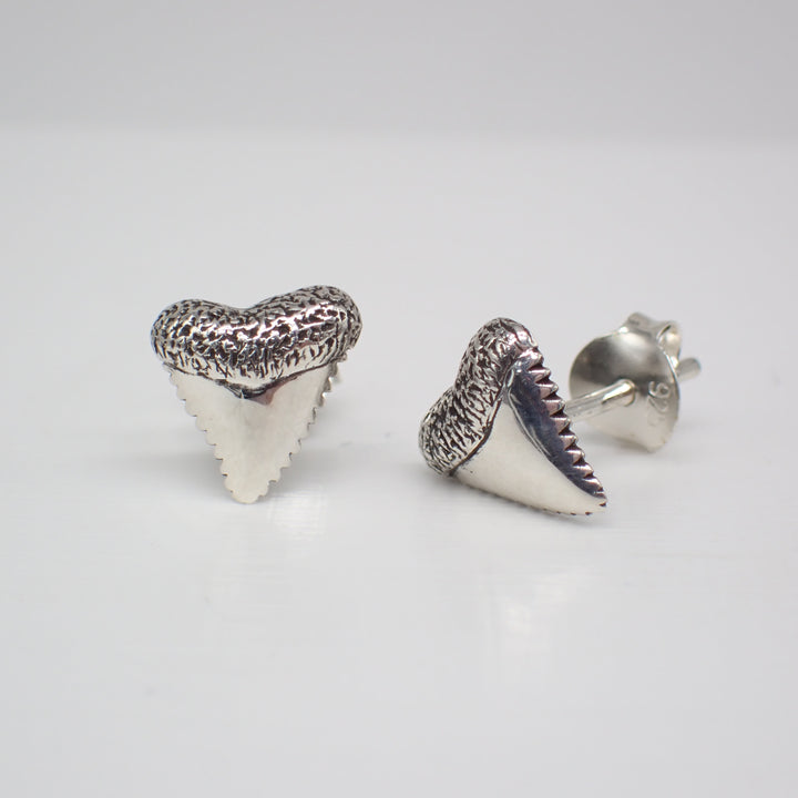 ♻️ Boucles d’oreilles à tige en dents de requin en argent sterling recyclé