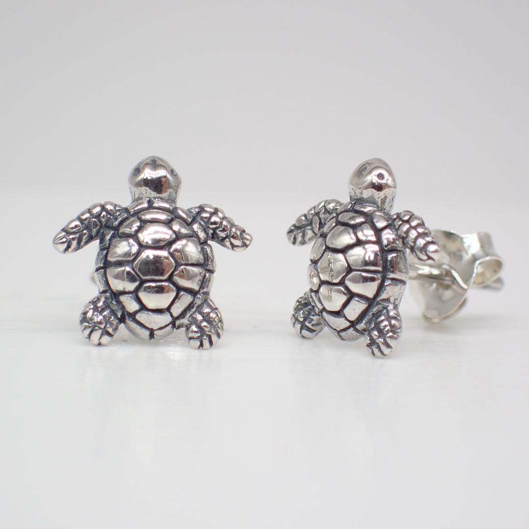 ♻️ Recycled Sterling Silver Turtle Stud Earrings