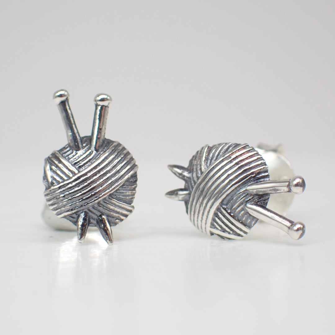 ♻️ Recycled Sterling Silver Yarn Ball Stud Earrings