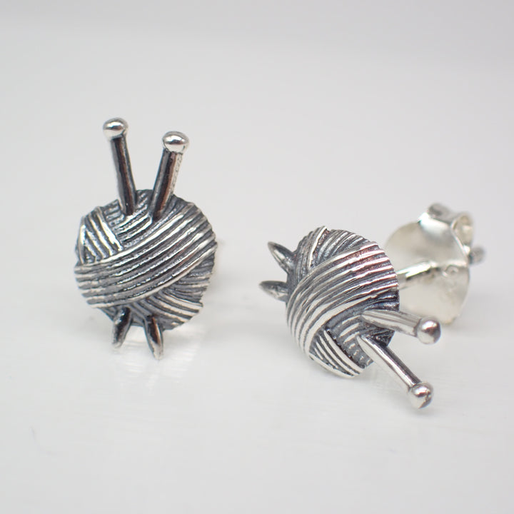 ♻️ Recycled Sterling Silver Yarn Ball Stud Earrings