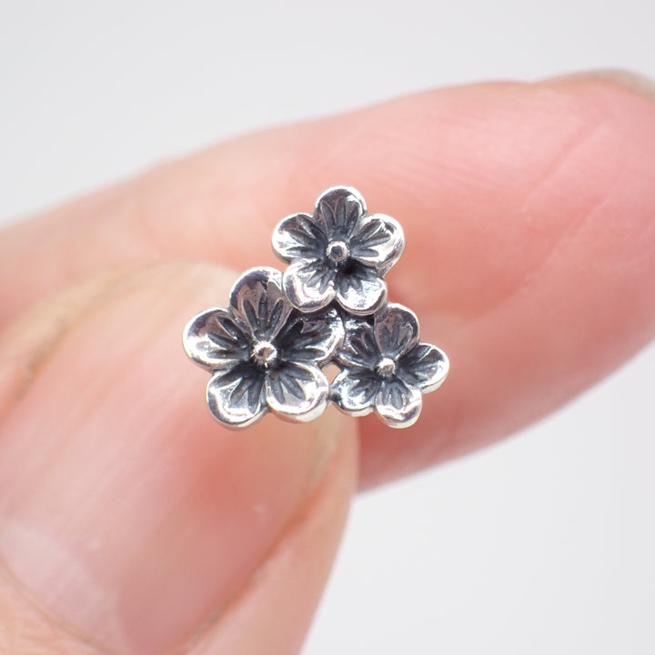 ♻️ Recycled Sterling Silver Cherry Blossom Stud Earrings