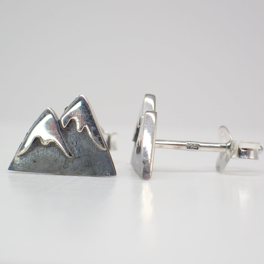 ♻️ Recycled Sterling Silver Snow Topped Mountain Stud Earrings