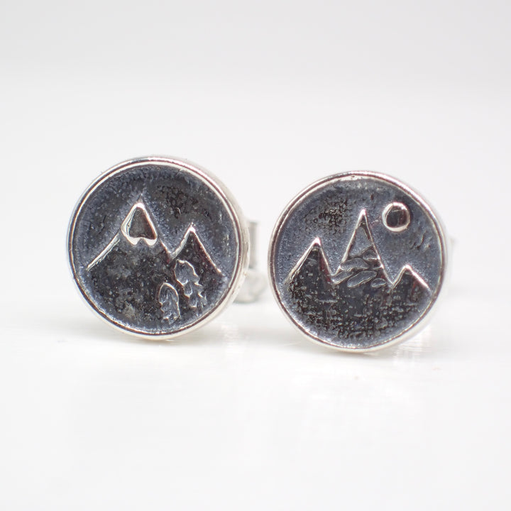 Sterling Silver Mountain Stud Earrings