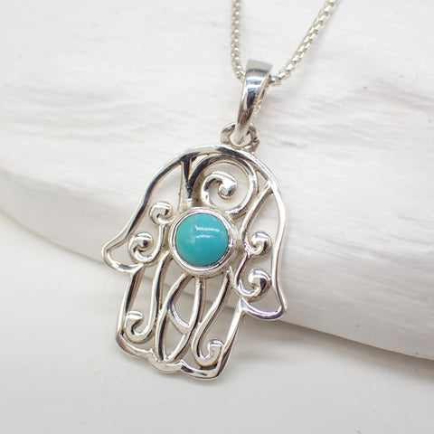 Sterling Silver Turquoise Hamsa Hand Charm