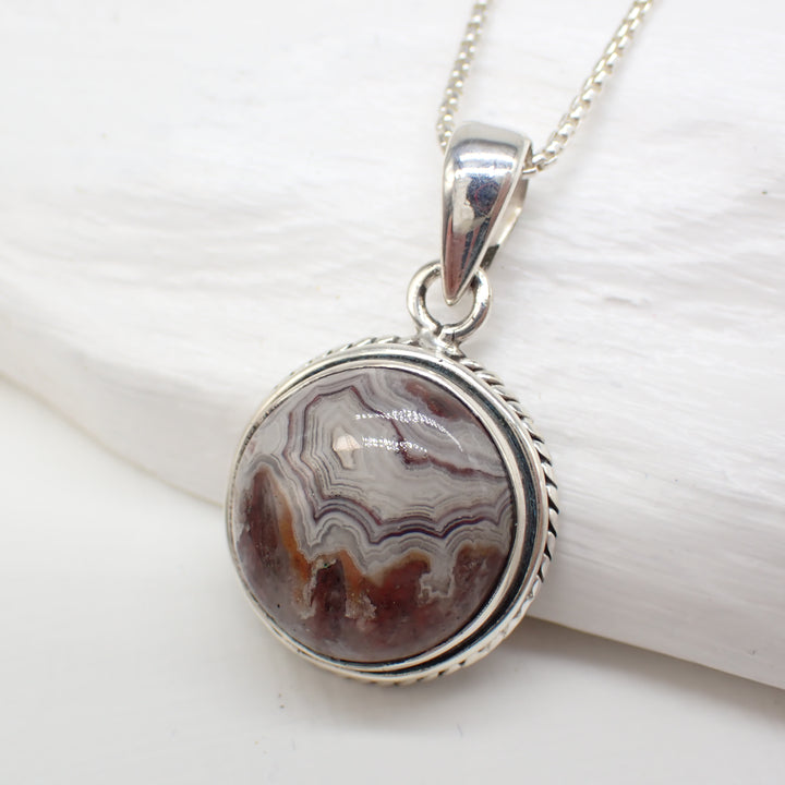 Crazy Lace Agate Sterling Silver Pendant