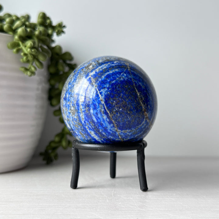 Lapis Lazuli Sphere on Metal Stand