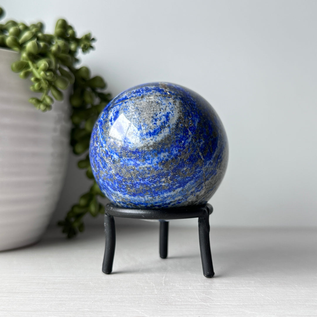 Lapis Lazuli Sphere on Metal Stand