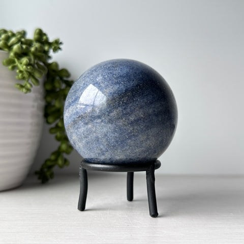 Lazulite Sphere on Metal Stand