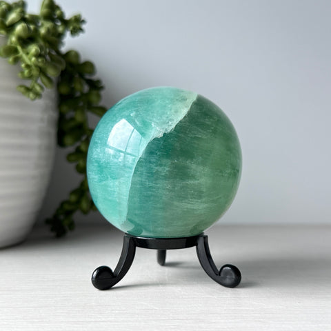 Green Fluorite Sphere on Cute Stand