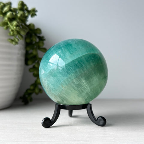 Green Fluorite Sphere on Cute Stand
