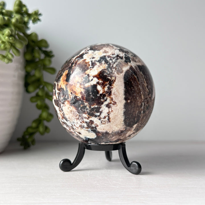 Black Opal Sphere on Cute Stand