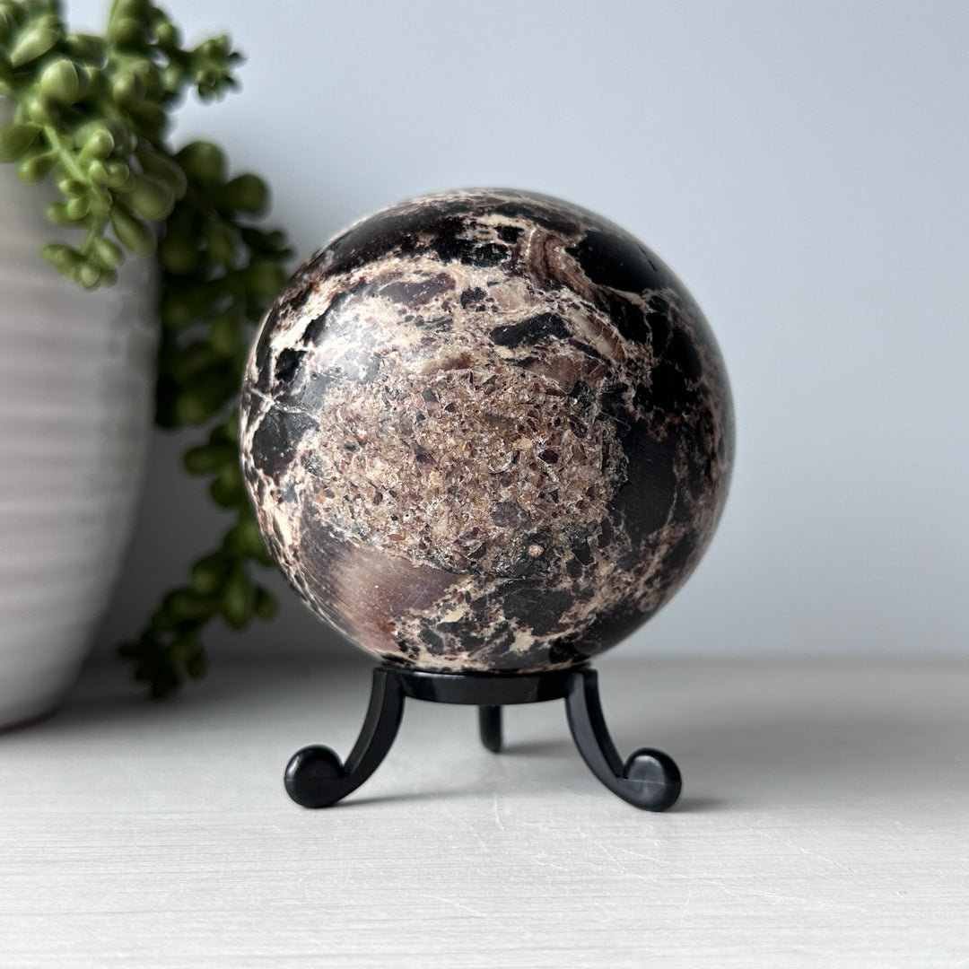 Black Opal Sphere on Cute Stand