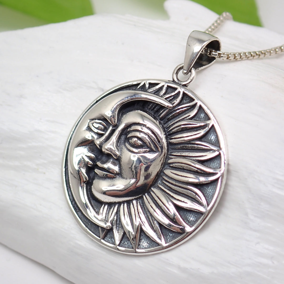 Sterling Silver Sun and Moon Pendant