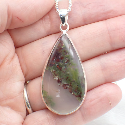 Plume Agate Sterling Silver Pendant