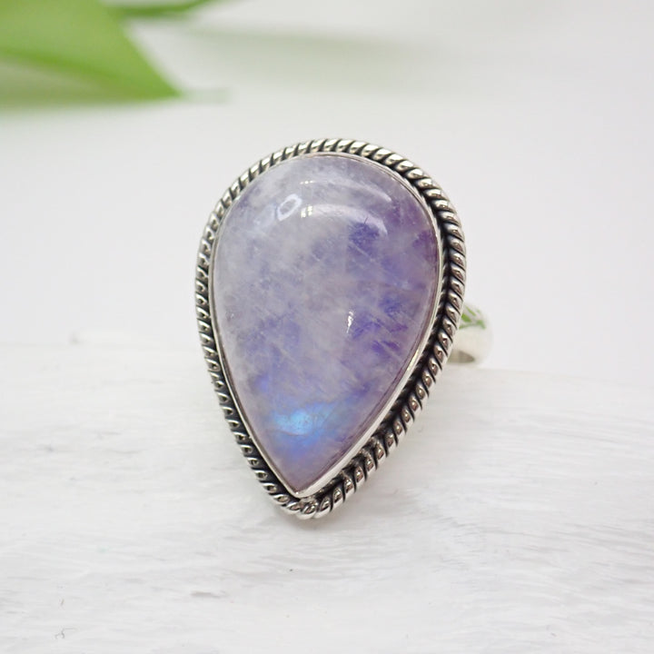 Purple Moonstone Sterling Silver Ring - Size 7