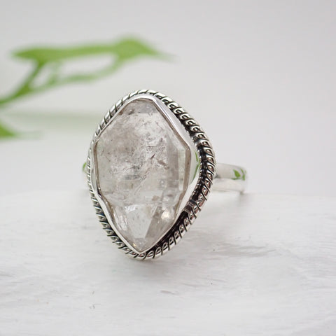 Herkimer Diamond Sterling Silver Ring - Size 10