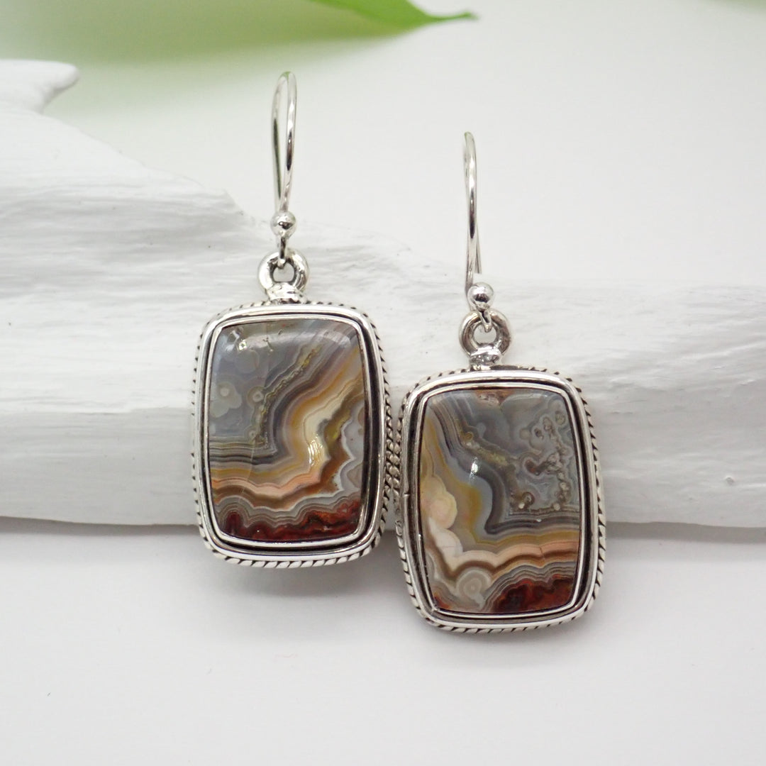 Crazy Lace Agate Sterling Silver Earrings