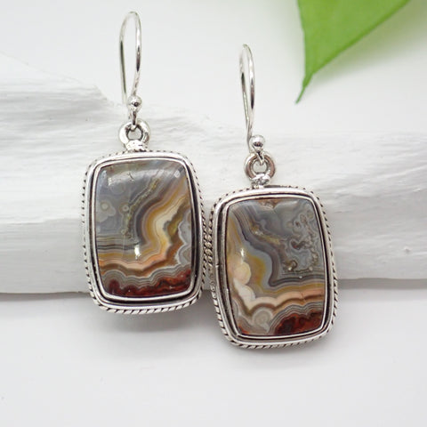 Crazy Lace Agate Sterling Silver Earrings