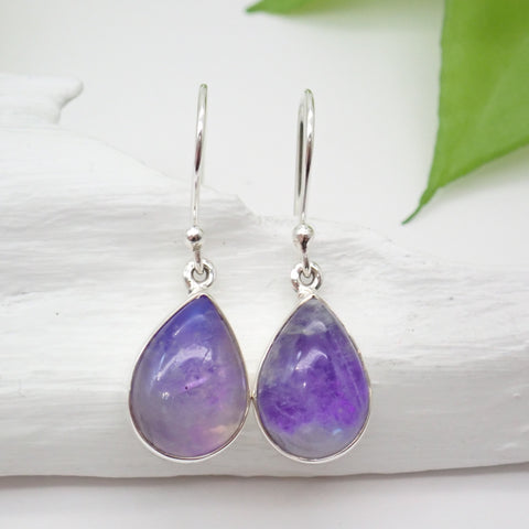 Purple Moonstone Sterling Silver Earrings