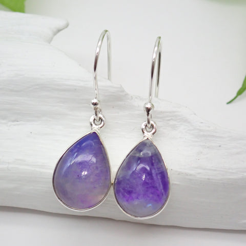 Purple Moonstone Sterling Silver Earrings