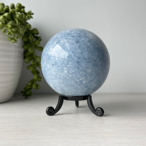 Blue Calcite Sphere on Cute Stand