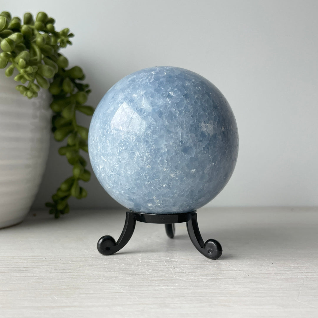 Blue Calcite Sphere on Cute Stand