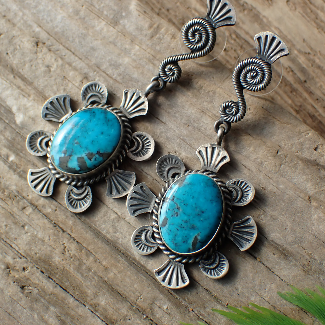 Turquoise Stud Sterling Silver Earrings By Mary Chavez