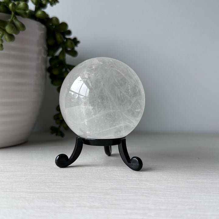 Clear Quartz Sphere on Cute Stand