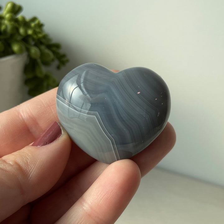 Banded Agate Puffy Heart