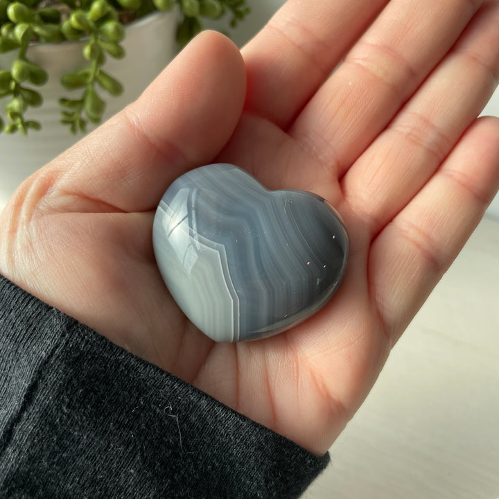 Banded Agate Puffy Heart