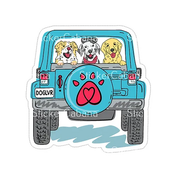 waterproof vinyl Happy Dogs in a Jeep Vinyl Sticker Cabana