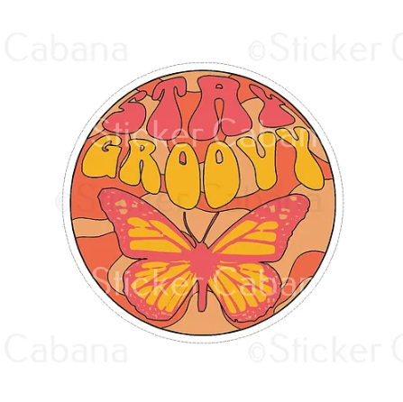 stay groovy vinyl butterfly retro sticker
