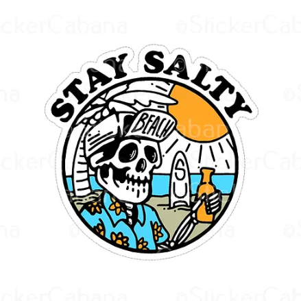 Stay Salty Beach Skeleton Vinyl Sticker